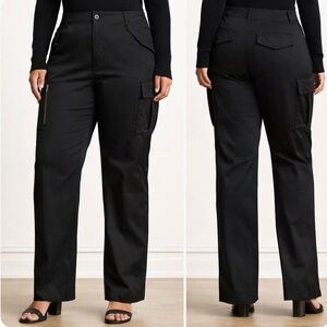 NWT Lauren Ralph Lauren Pants Black size 22W Straight Leg Cotton Sateen Cargo
